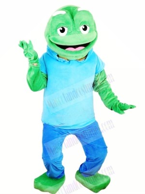 Big Green Frog with Blue T-shirt Mascot Costumes Animal