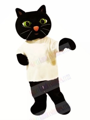 Black Cat with White T-shirt Mascot Costumes Animal
