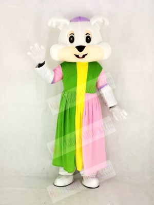 Realistic Easter Bunny Rabbit in Colorful Dress Mascot Costume Cartoon	
