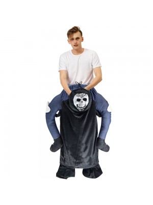 Black Ghost Skeleton Carry me Ride on Halloween Christmas Costume for Adult