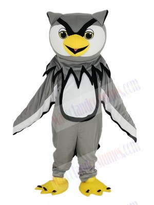 Gray Owl with Yellow Beak Mascot Costume Bird