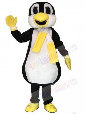 Cute Penguin Mascot Costume with Yellow and White Scarf