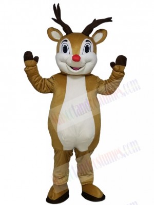 Cute Red Nose Rudolph Reindeer Mascot Costume Animal