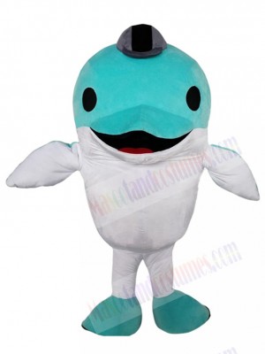 Cute Blue Dolphin Mascot Costume Marine Animal