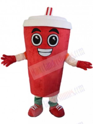 Red Smoothie Cup Mascot Costume Cartoon