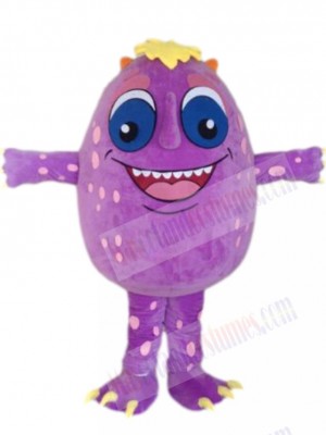 Happy Purple Egg Mascot Costume Cartoon