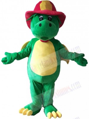 Grisu Dragon Mascot Costume Animal wearing Fire Helmet