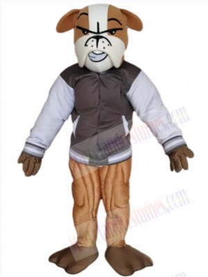 Brown Bulldog Mascot Costume Animal in Jacket