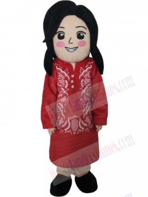 Lovely Woman Mascot Costume People in Red Robe