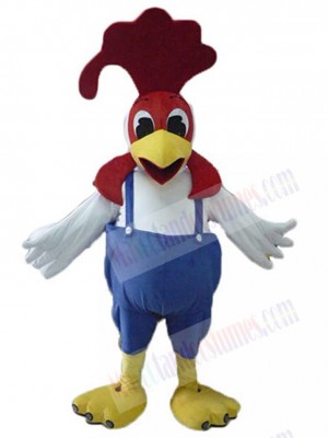 Big Red Crest White Chicken Mascot Costume Animal