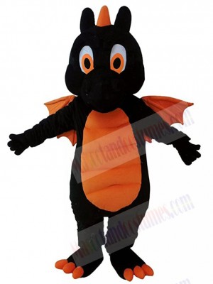 Black Dinosaur with Orange Belly Mascot Costume Animal