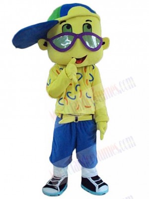 Lovely Boy with Glasses Mascot Costume People