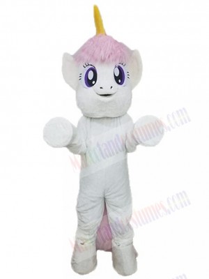 Pink Mane and Tail Unicorn Mascot Costume Cartoon