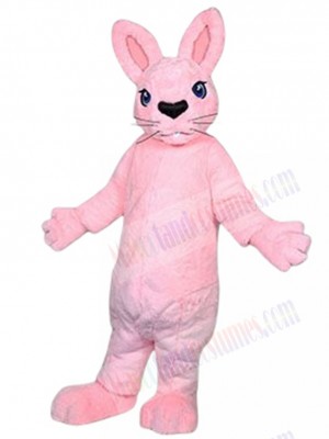Pink Bunny Mascot Costume with Black Nose Animal