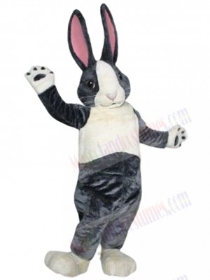 Grey and White Bunny Rabbit Mascot Costume Animal