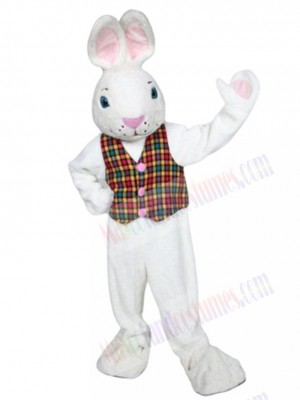 Friendly Mr. White Bunny Mascot Costume Animal