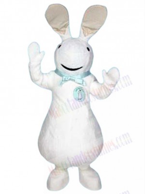 White Pat the Bunny Mascot Costume Cartoon