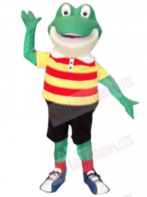Happy Green Froggy Mascot Costume Cartoon