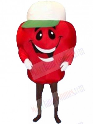 Happy Red Apple Mascot Costume Cartoon