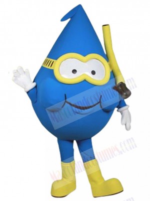 Blue Water Drop Mascot Costume Cartoon