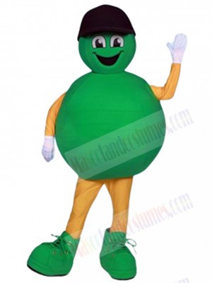 Green Lotto Ball Mascot Costume Cartoon