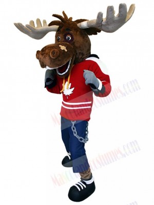 Energetic Brown Moose Mascot Costume Animal