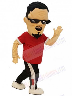 Red and Black Casual Outfit Man Mascot Costume People