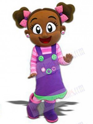 Cute Brown Skin Girl Mascot Costume People