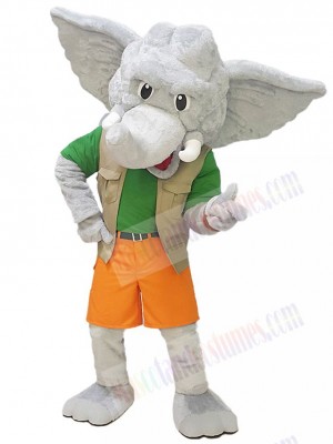 Friendly White Elephant Mascot Costume Animal