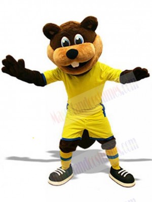 Sport Beaver Mascot Costume in Yellow Jersey Animal