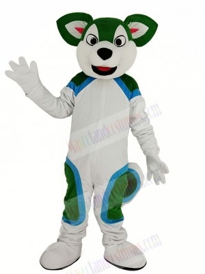 Green and White Husky Dog Fursuit Mascot Costume Animal