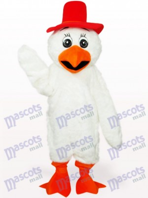 White Long Hair Cowboy Chicken Poultry Adult Mascot Costume