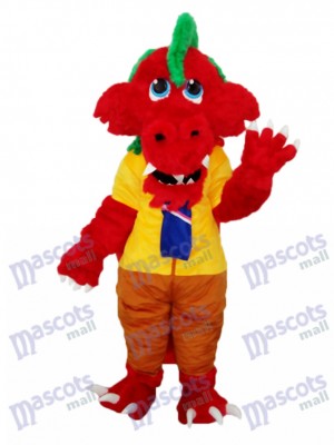 Long Wool Red Dragon Mascot Adult Costume Animal
