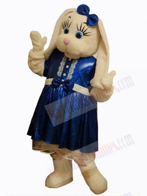 Easter Bunny Mascot Costume Animal in Blue Full Dress