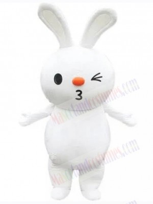 Cute White Bunny Rabbit Mascot Costume Cartoon