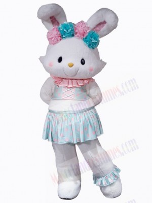 Lovely White Girl Bunny Rabbit Mascot Costume Animal