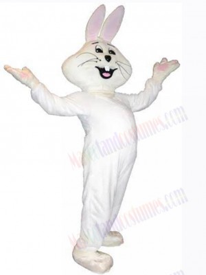 White Bunny Rabbit Mascot Costume Animal with Chubby Belly