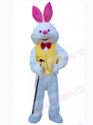 Easter Gentry Bunny Mascot Costume Animal in Yellow Vest