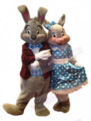 Affectionate Couple Rabbit Mascot Costume Cartoon