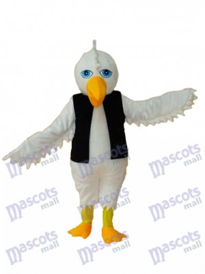 White Eagle in Black Vest Mascot Adult Costume Animal