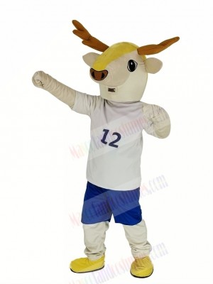 Brown Deer in White Clothes Mascot Costume Animal