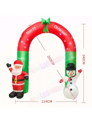 8ft Inflatable Large Arch with Santa Claus & Snowman with LED Lights Holiday Archway Decoration Outdoor Yard Lawn Art Decor