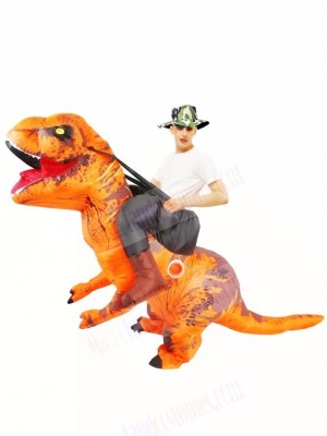 Orange Tyrannosaurus T-Rex Inflatable Carry Me Ride On Costume