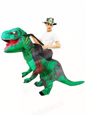 Green Tyrannosaurus T-Rex Inflatable Carry Me Ride On Costume