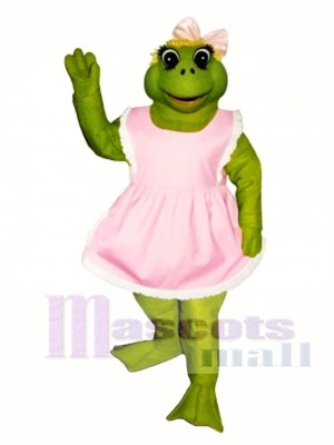 Fern Frog with Apron & Bow Mascot Costume