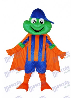 Happy Frog with Blue Hat Adult Mascot Costume