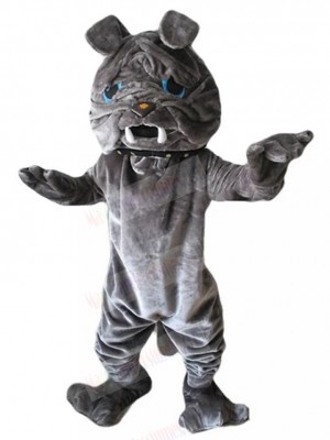 Gray Fur Shar Pei Dog Mascot Costume with Blue Eyes Animal