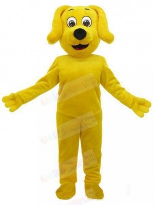 Smiling Yellow Dog Mascot Costume with Drooping Ears Animal