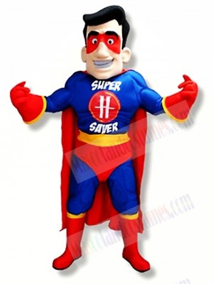 Blue & Red Superhero Mascot Costume 