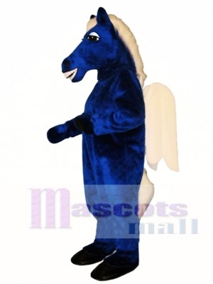 Cute Blue Pegasus Horse Mascot Costume